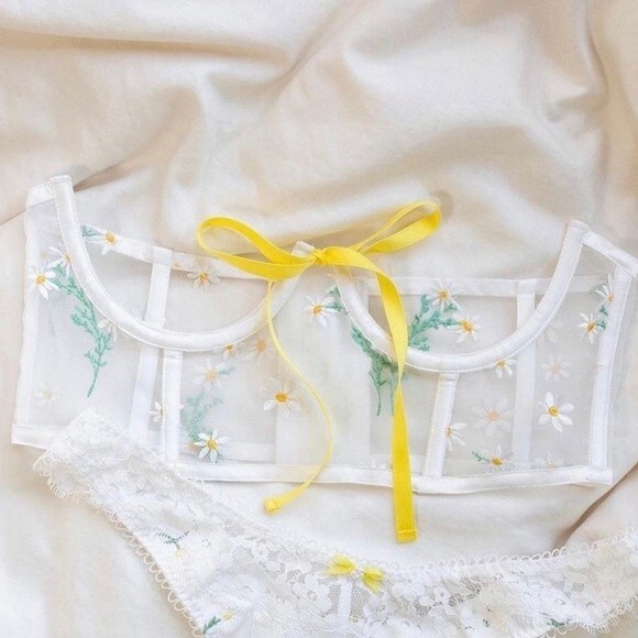 For Love & Lemons Lia Corset Belt XS Daisy Embroidered - Picture 5 of 6